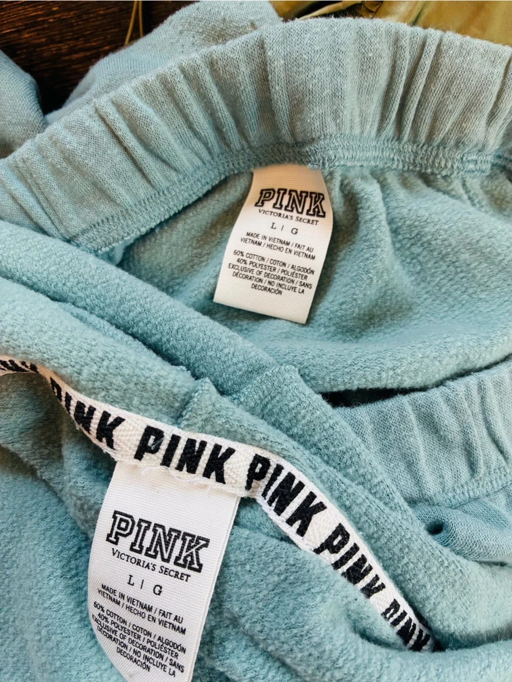 Victoria’s Secret PINK Teal Logo Hoodie & Wide Leg Sweatpants Set Y2K